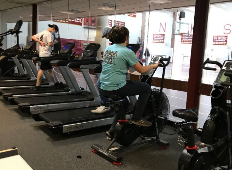 NHS workout room picture of treadmills